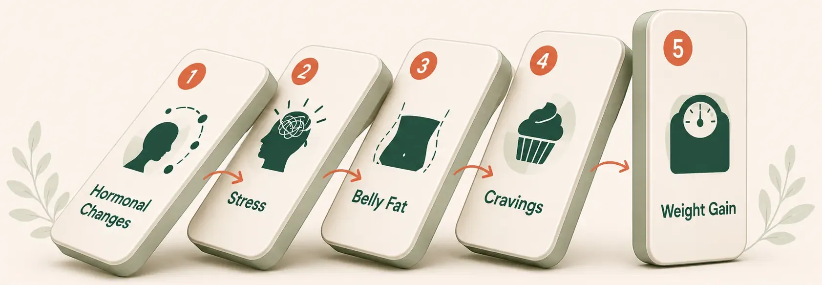 The Menopause Domino Effect: Hormonal Changes, Stress, Belly Fat, Cravings, Weight Gain